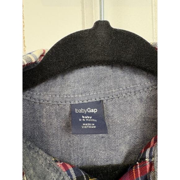 Gap Baby Button Down 3-6M Plaid Multicolor Long Sleeve Shirt with Pockets #152 - Picture 6 of 14
